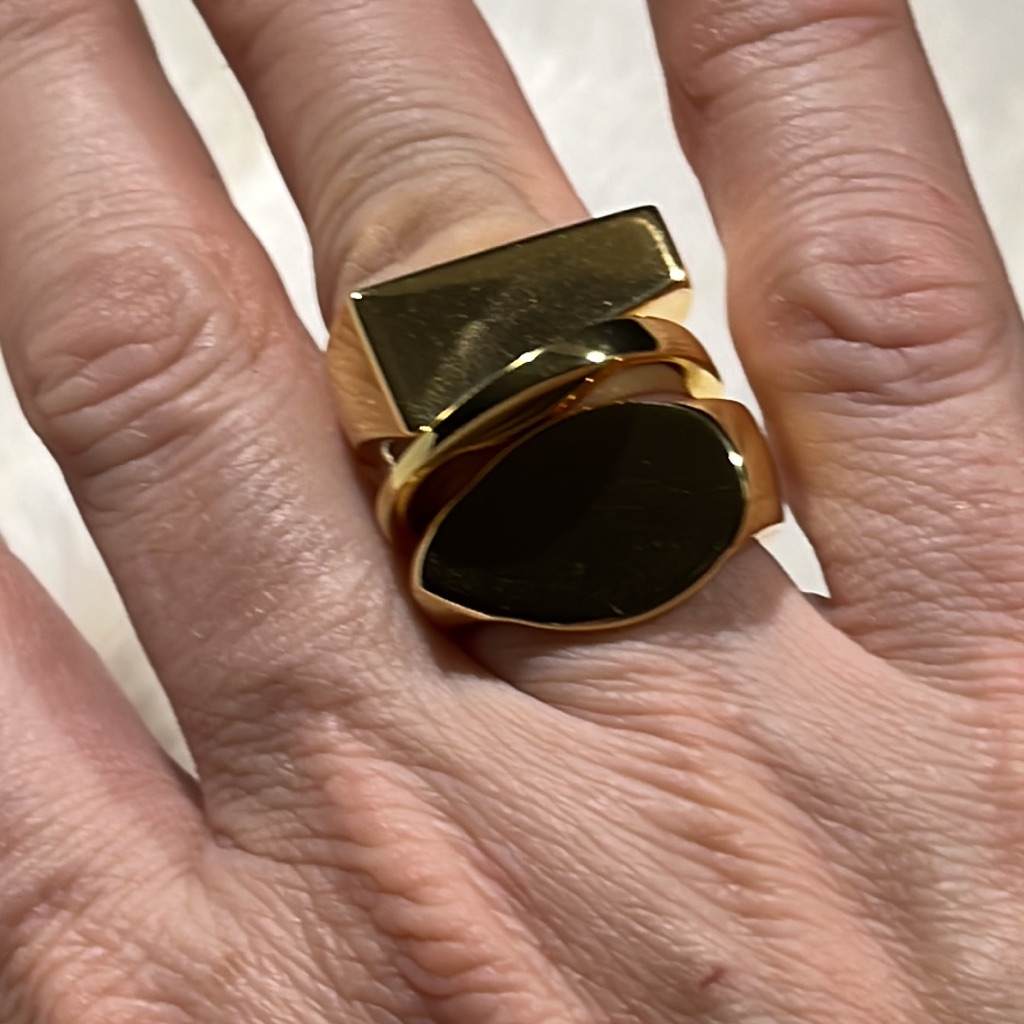 Jules Smith Stackable Set Of 3 Gold Plated Geometric Rings Size 65-7 New 106$